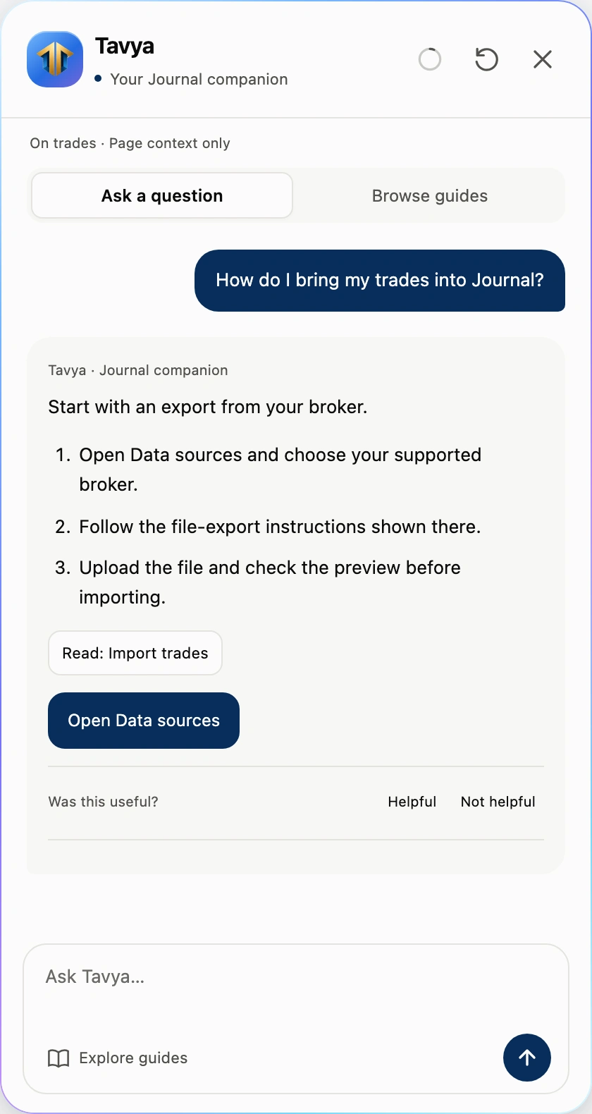 Illustrative Tavya guidance on importing broker files